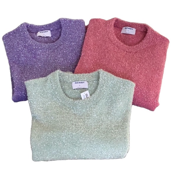 Old Navy NWT Eyelash Shiny Sparkly Pull Over Sweater Size 2X Green,Purple,Pink - Picture 10 of 15